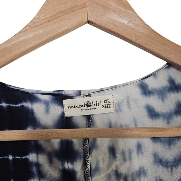 Natural Life Womens OS Tie Dye Beach Coastal Tie Front Kimono Boho Resort Beach - Picture 7 of 14